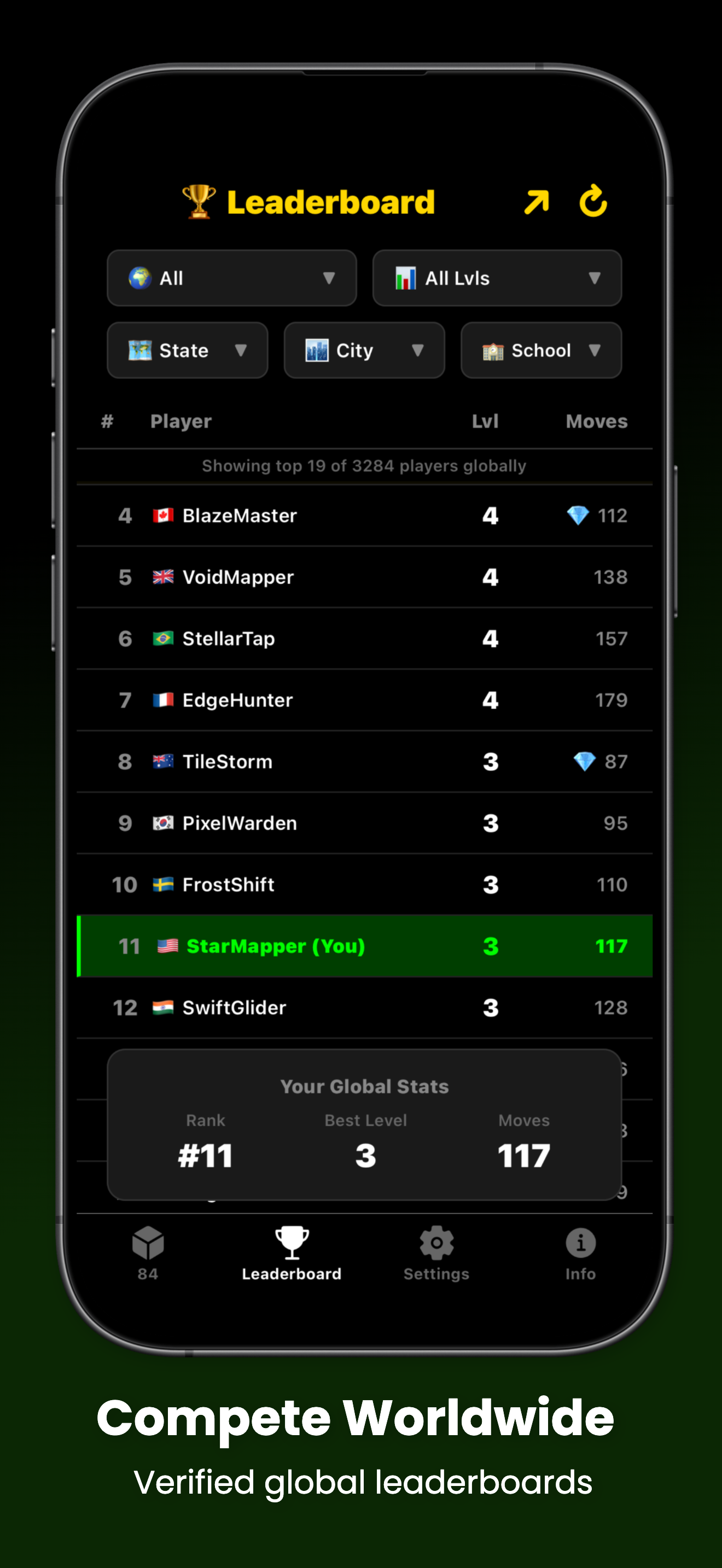Compete Worldwide – Verified global leaderboards